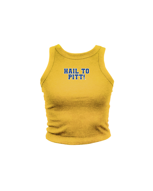 Yellow University of Pittsburgh Panthers, womens Cropped tank top, Hail To Pitt.