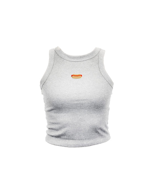 Hot Dog Embroidered High Neck Tank