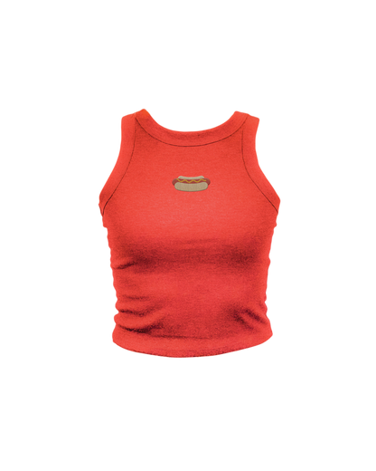 Hot Dog Embroidered High Neck Tank *Will Ship 5/29*