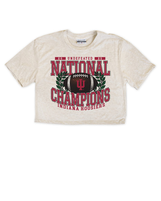 Beige t-shirt, Indiana Hoosiers football design, white background