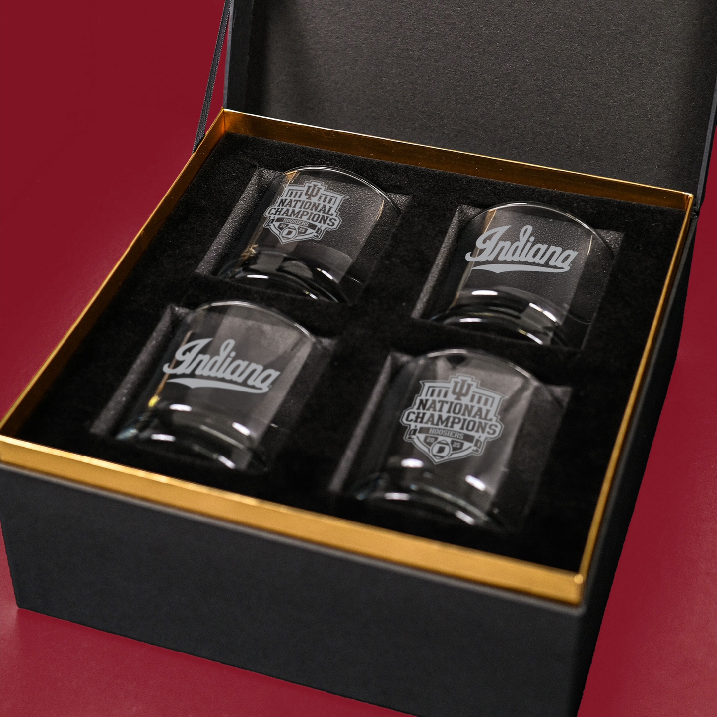 Indiana University College Football Playoff 2025 National Champions Glassware 4 Pack