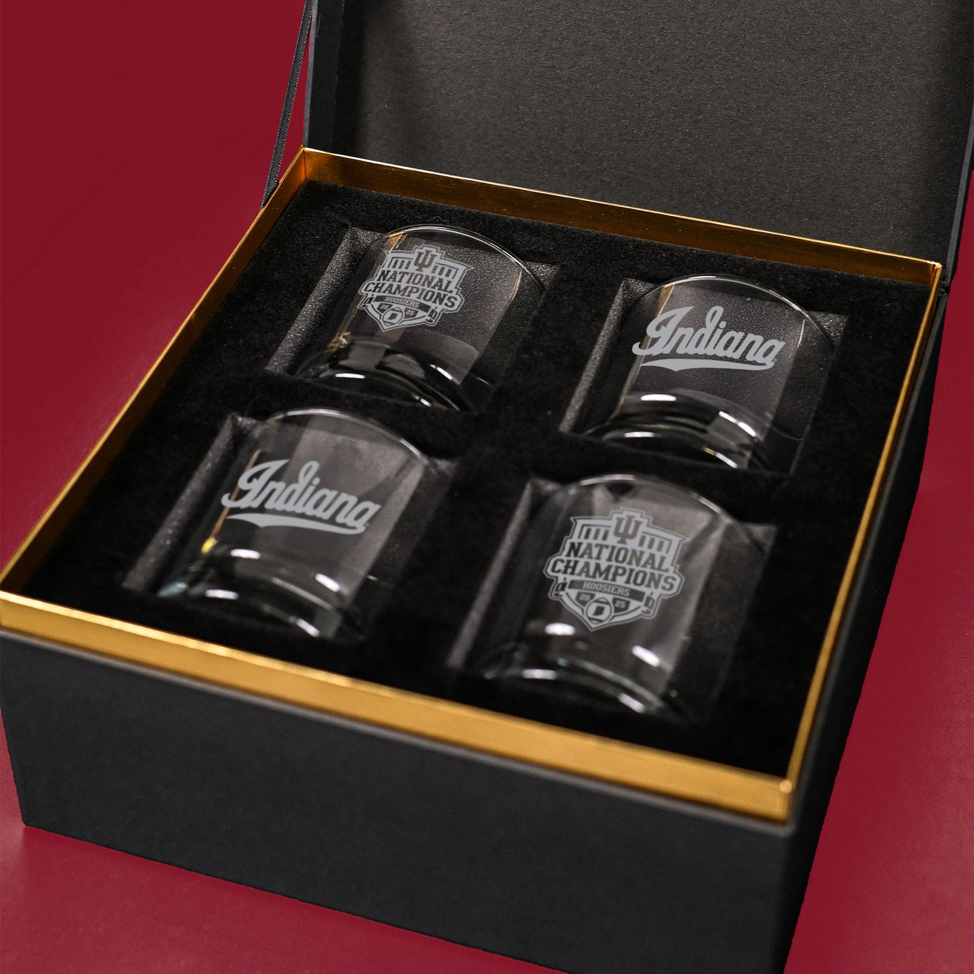 Indiana University College Football Playoff 2025 National Champions Glassware 4 Pack