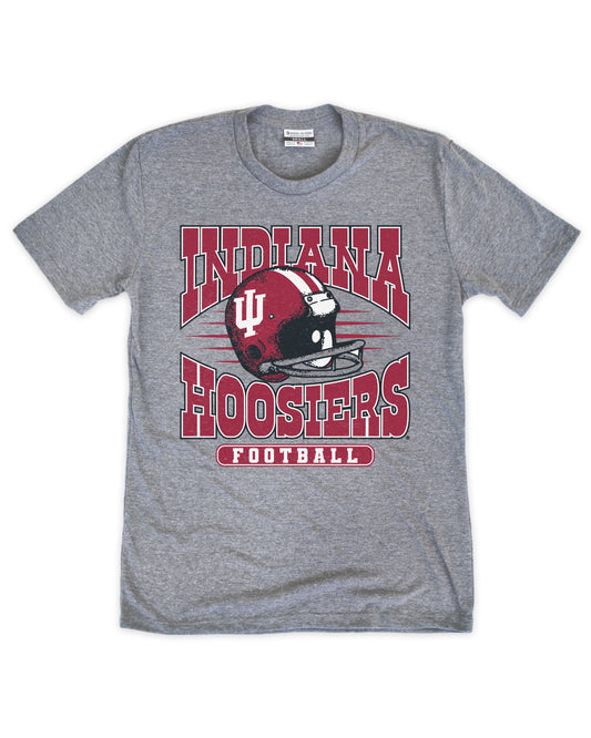 Gray t-shirt with Indiana Hoosiers football design on a white background