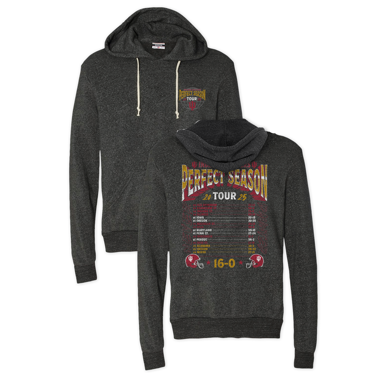 Dark gray hoodie with 'Perfect Season' tour design on a white background