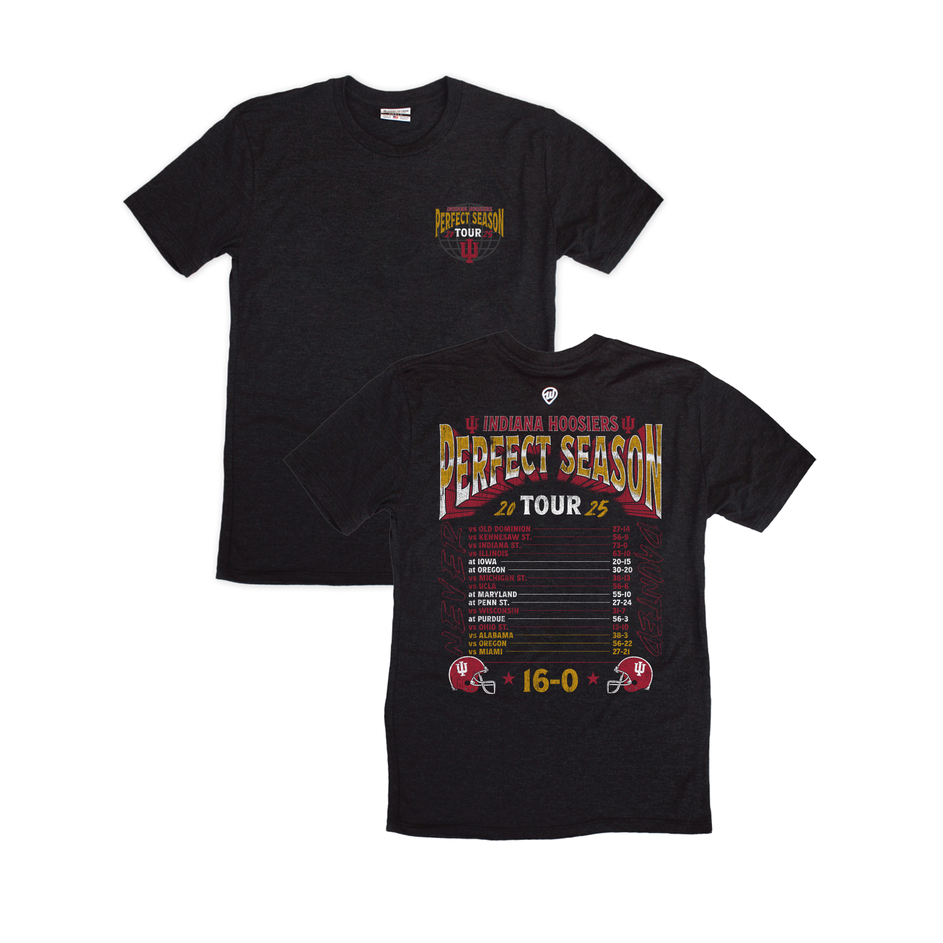 Black t-shirt with 'Perfect Season' tour graphic on a white background