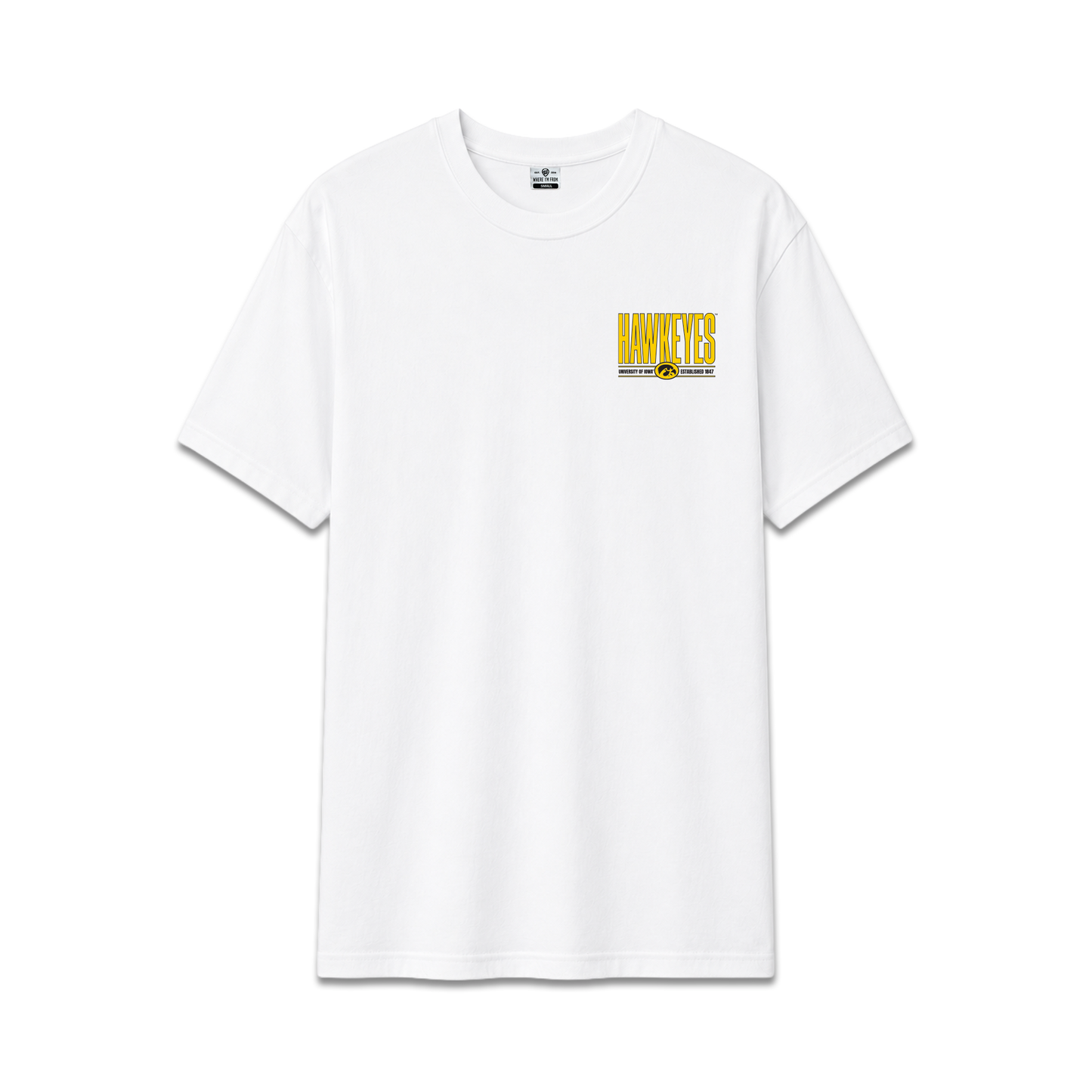 White University of Iowa Hawkeyes, unisex cotton tee, hawkeyes front print.