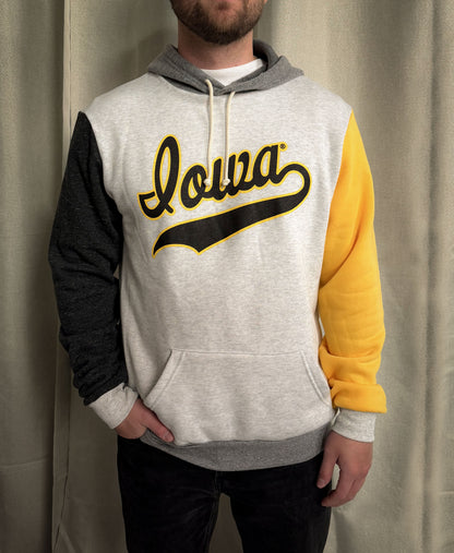 Iowa Gold Script Iowa Script Quad Hoodie – Where I'm From