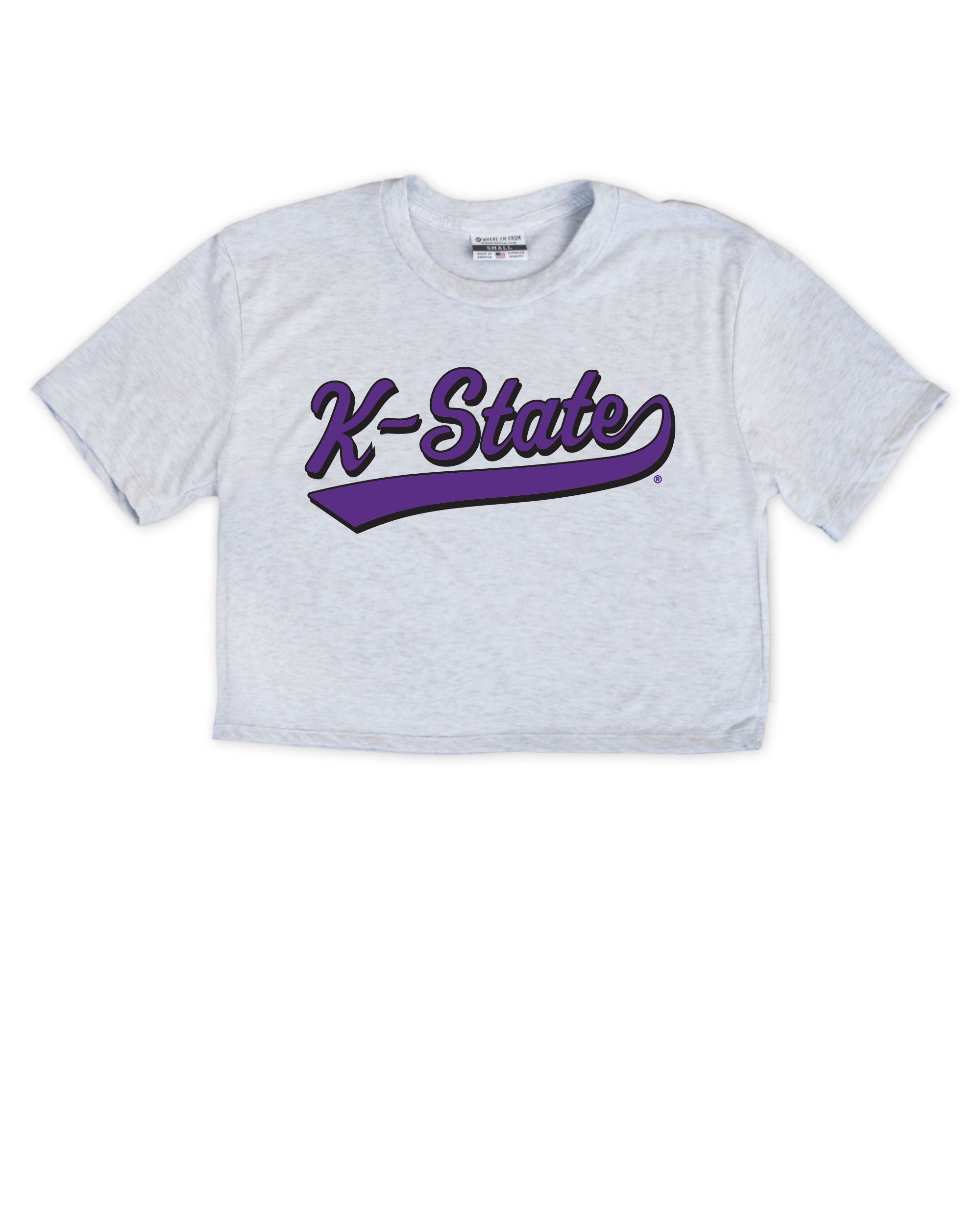 K-State Script Underline Ash Crop Top | Where I'm From