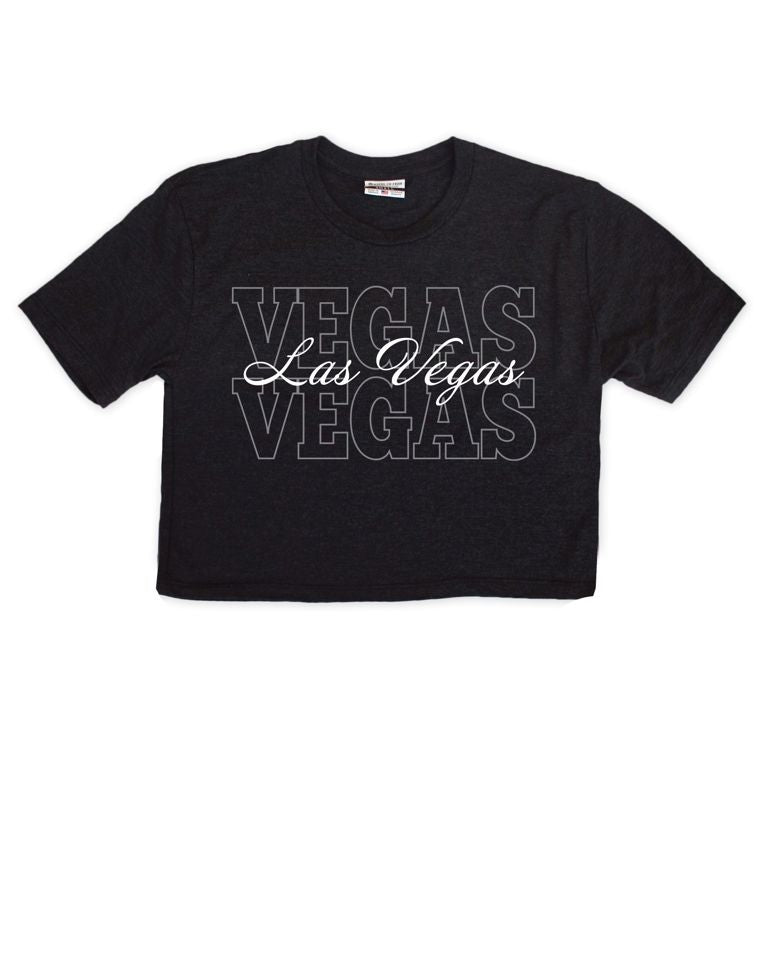 Las Vegas Repeat Script Cropped Tee