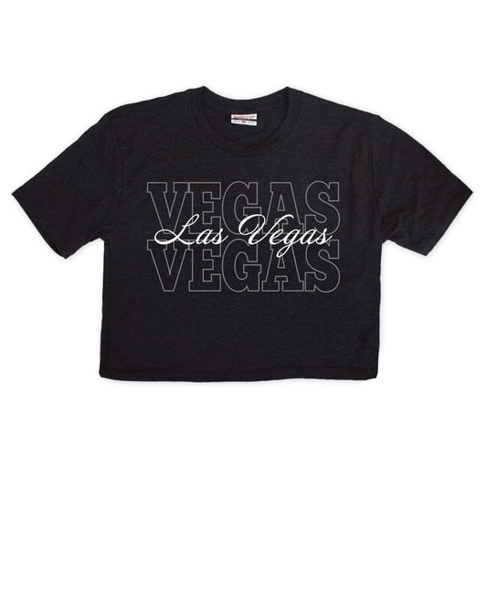 Las Vegas Repeat Script Cropped Tee