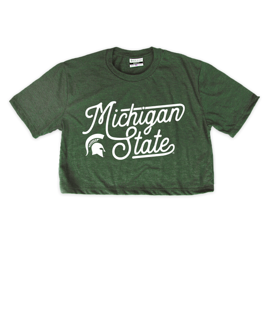 MSU Script Cropped Tee