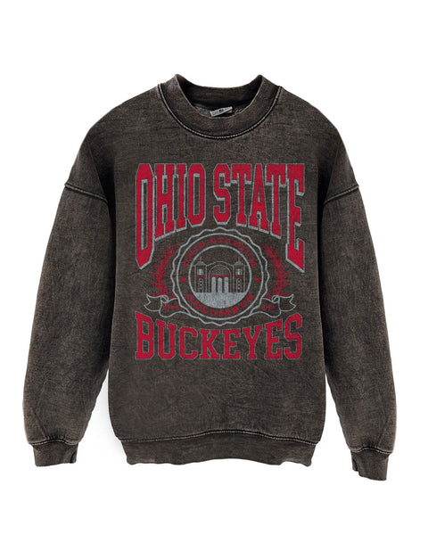 NCAA Ohio State Buckeyes Women's Burnout Pullover Sweatshirt - Charcoal Grey Longline Tunic Style X-Large