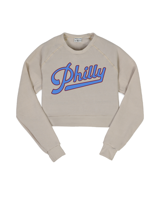 Philly Retro Script Cropped Crew Sweatshirt