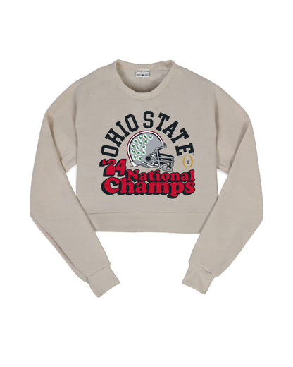 Ohio State Buckeyes College Football Playoff 2024 National Champions Women's Cropped Crew Sweatshirt