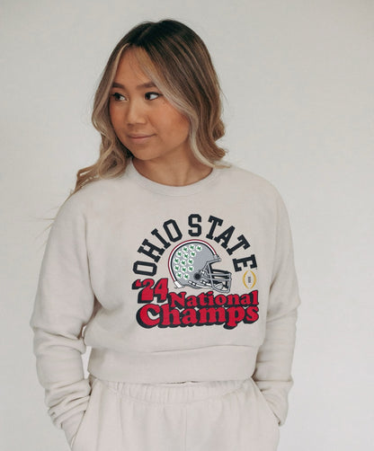Ohio State Buckeyes College Football Playoff 2024 National Champions Women's Cropped Crew Sweatshirt
