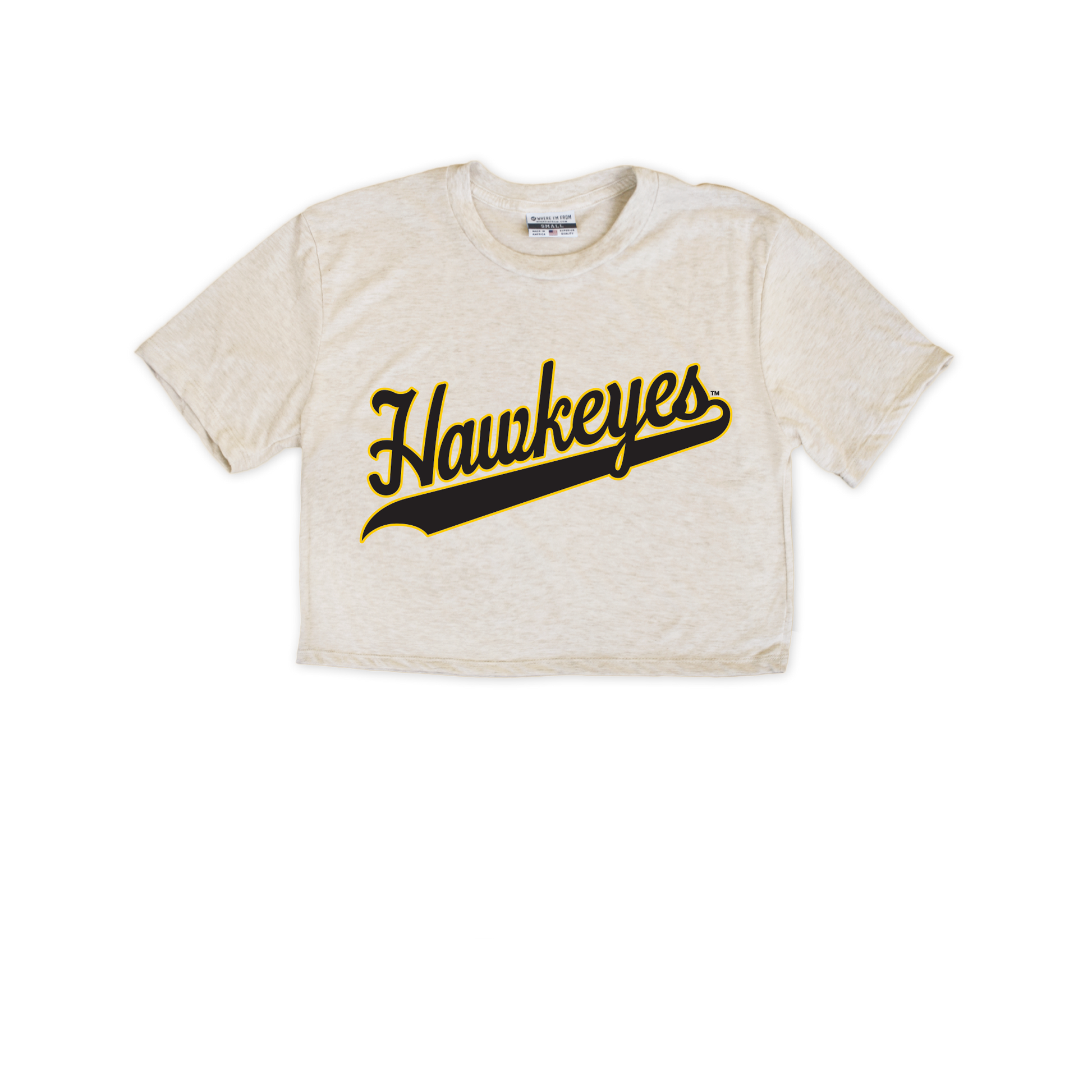 Hawkeyes Underline Script Cropped Tee