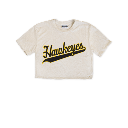 Hawkeyes Underline Script Cropped Tee