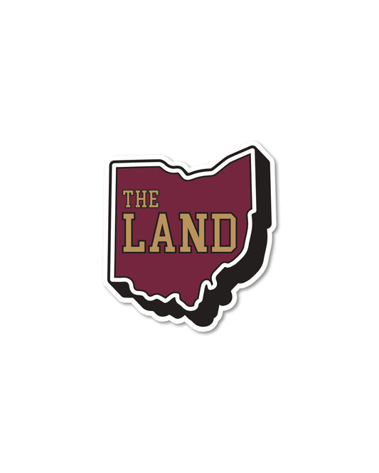 The Land Ohio Shape Wine/Gold Sticker