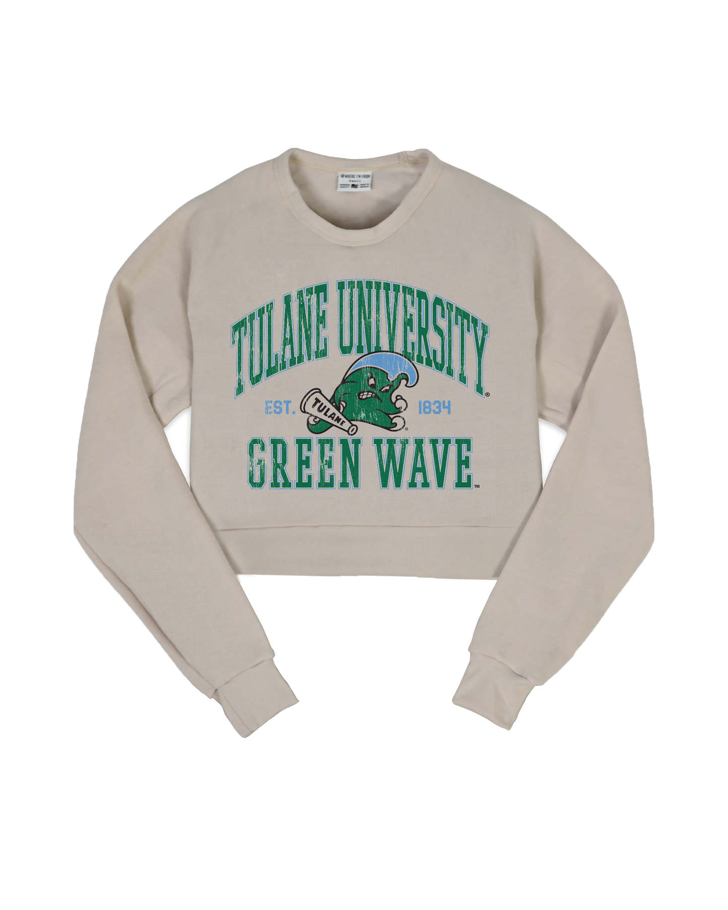Tulane University Green Wave Cropped Crew Sweatshirt
