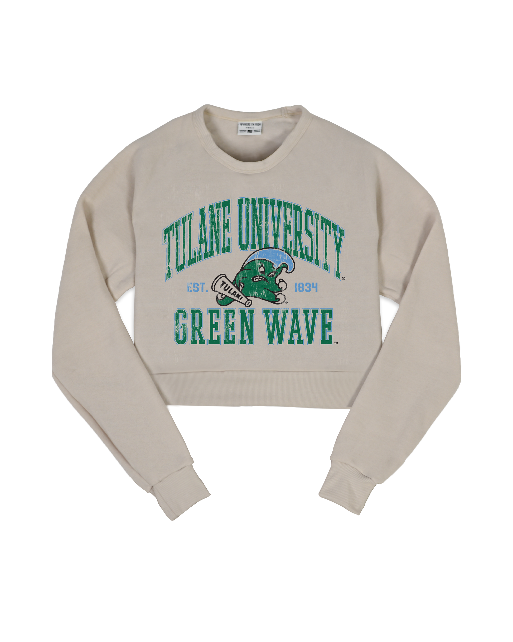 Tulane University Green Wave Cropped Crew Sweatshirt