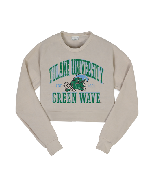 Tulane University Green Wave Cropped Crew Sweatshirt