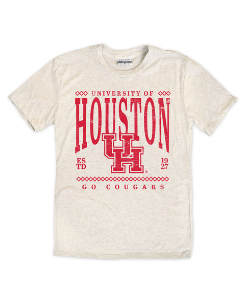 University Of Houston Cougars Cotton Fabric – Tone On Tone Print – Sold By The Yard (Full Yards) By Sykel