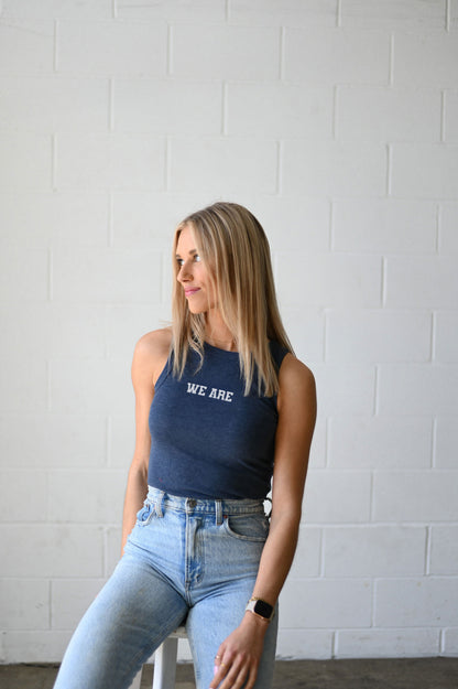 We Are Embroidered High Neck Tank