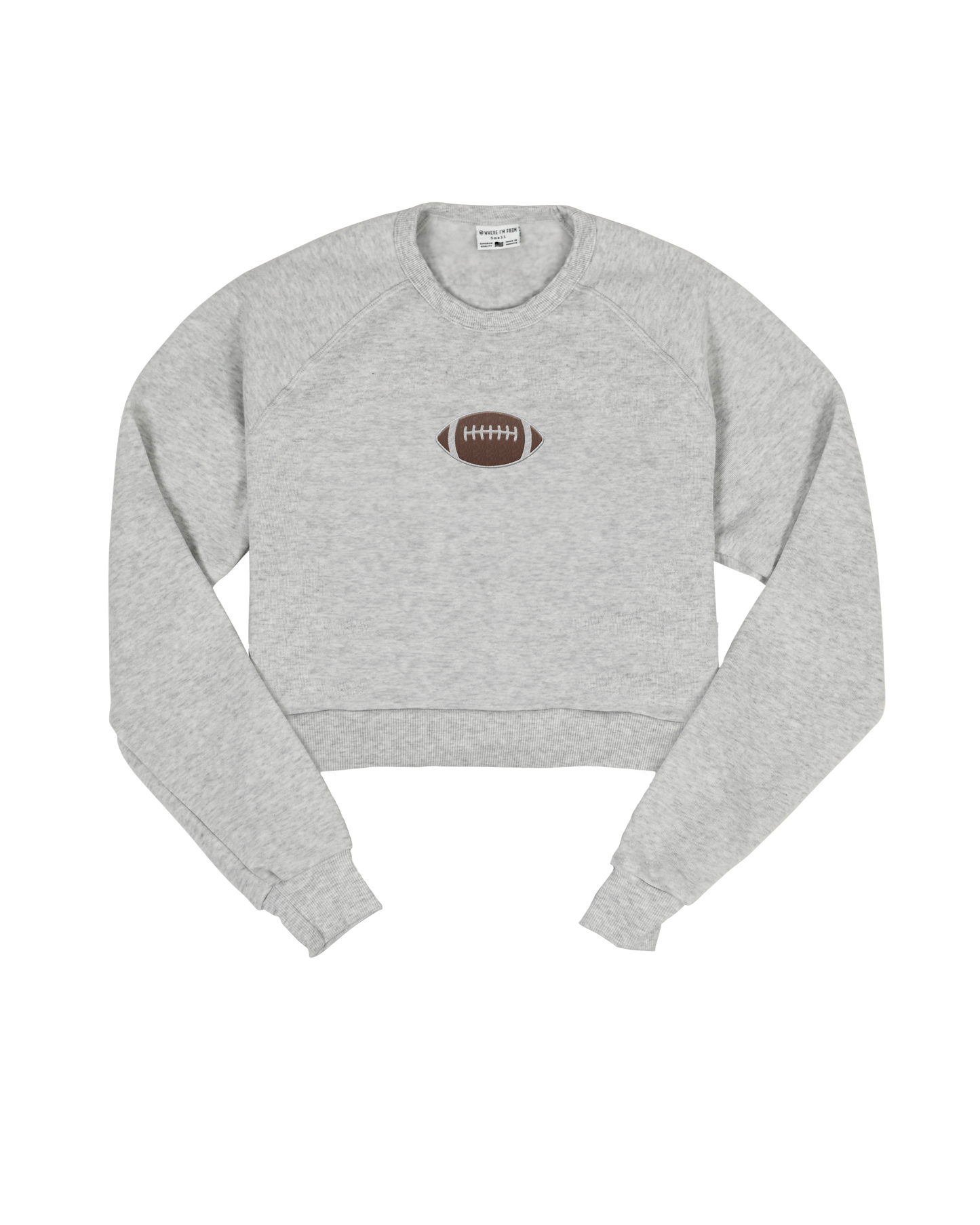 Embroidered Football Cropped Crew Sweatshirt