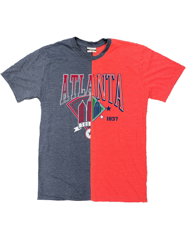 Atlanta Baseball Navy and Red Split Tee