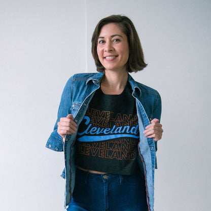 Cleveland Repeat Script Cropped Tee