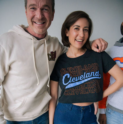 Cleveland Repeat Script Cropped Tee