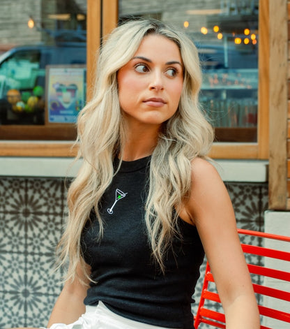 Dirty Martini Embroidered High Neck Tank