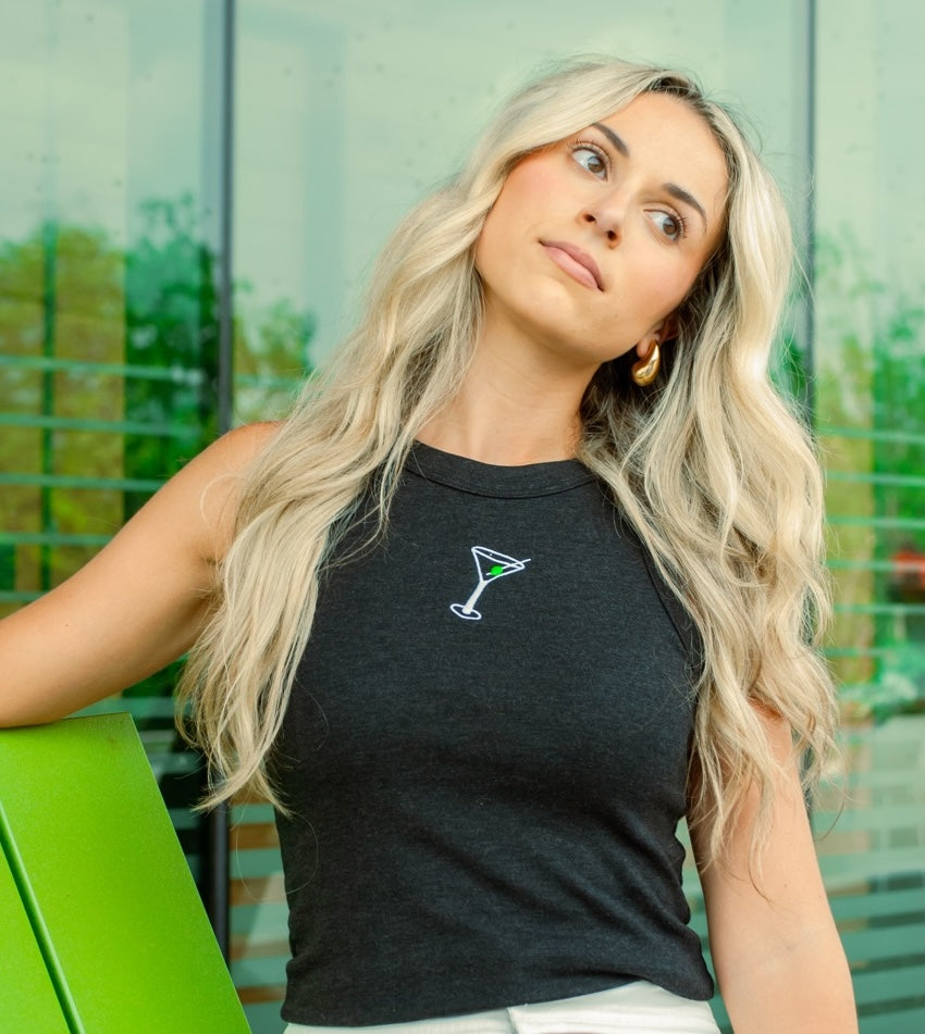 Dirty Martini Embroidered High Neck Tank