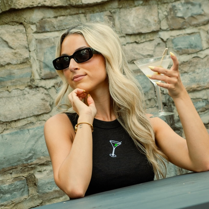 Dirty Martini Embroidered High Neck Tank