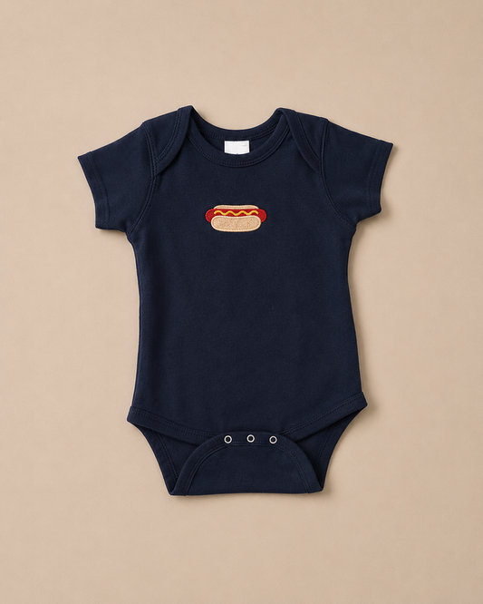 Hot Dog Embroidered Onesie