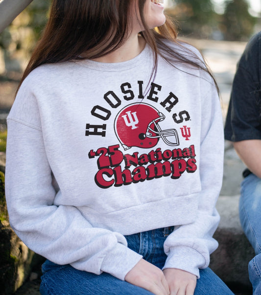 Hoosiers National Champs Cropped Crew Sweatshirt