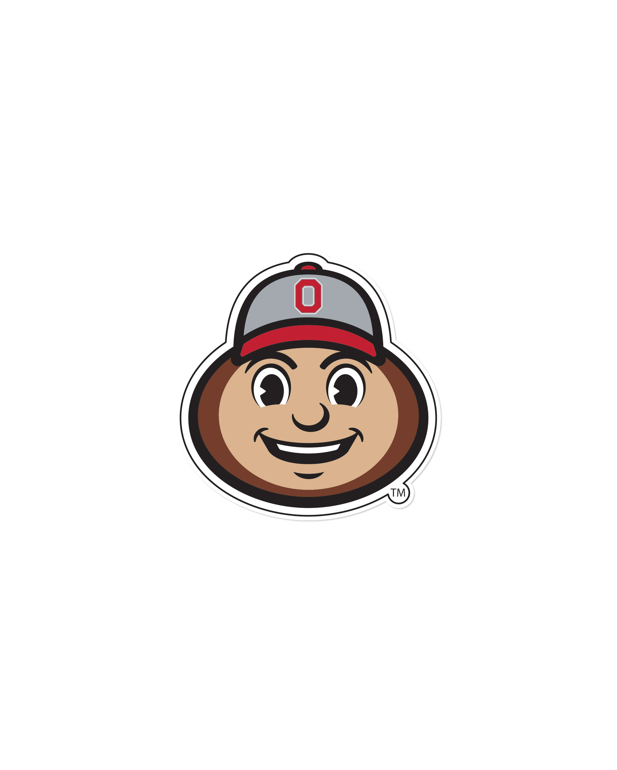 A sticker of Ohio State's mascot Brutus