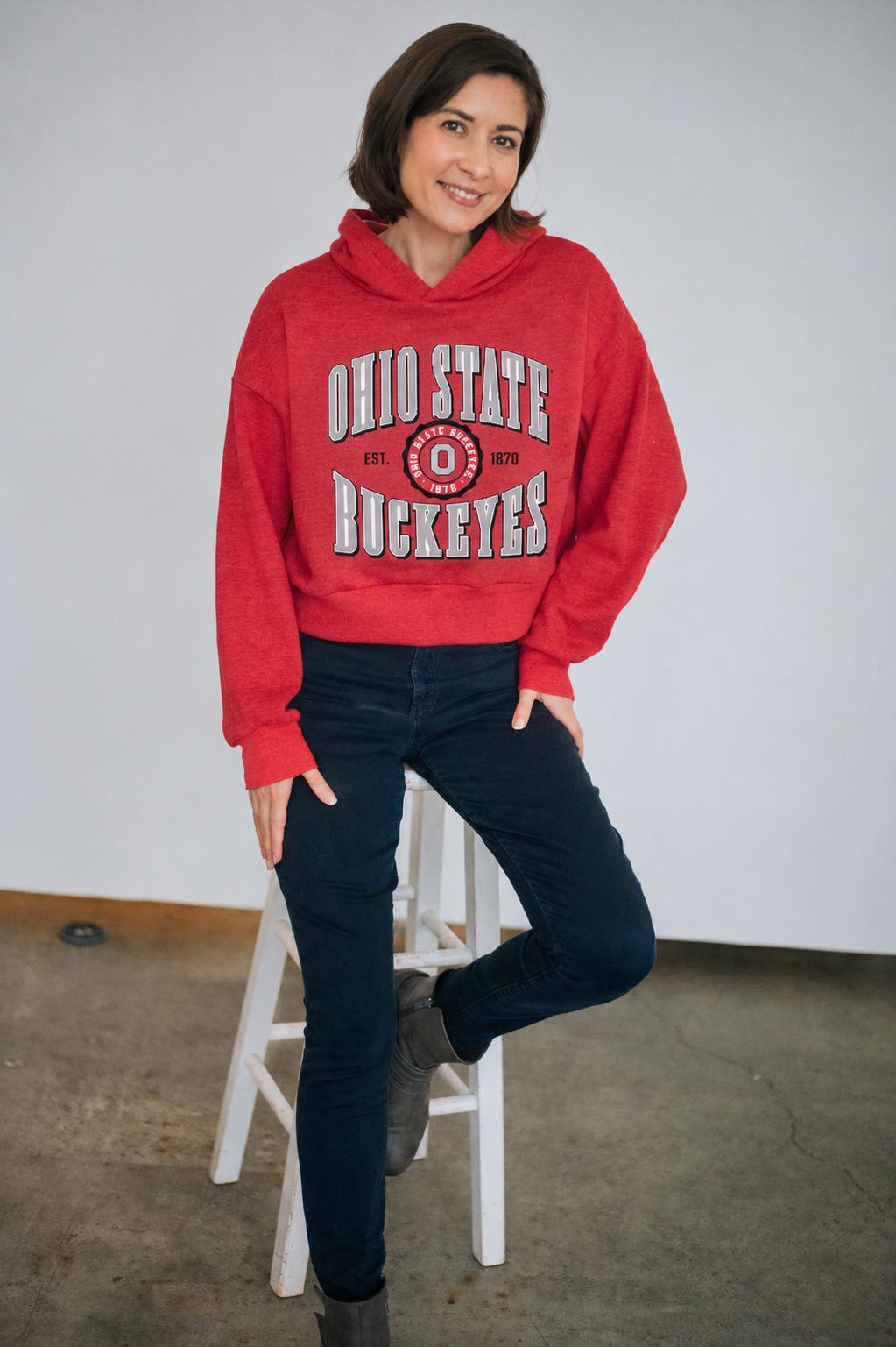 redohio state buckeyes womens hoodie, osu seal, lifestyle