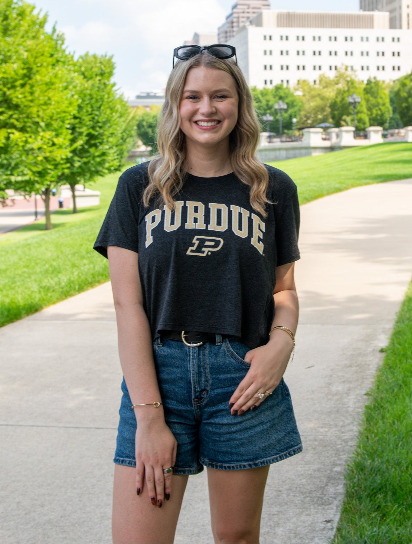 Purdue Boiler Up Jersey Cropped Tee