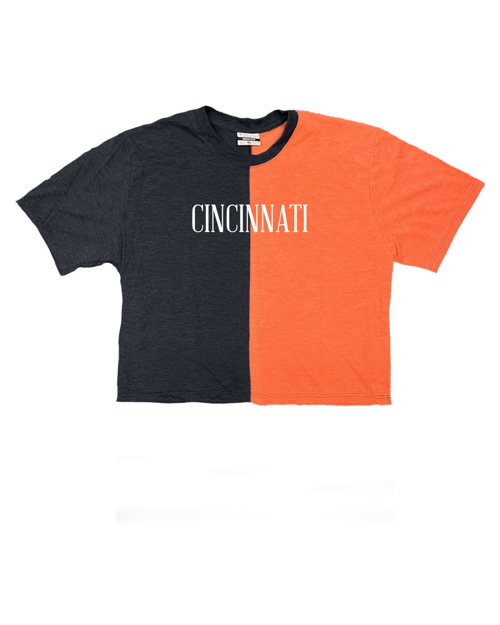 Cincinnati Embroidered Split Cropped Tee