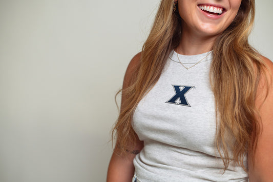 Embroidered X High Neck Tank