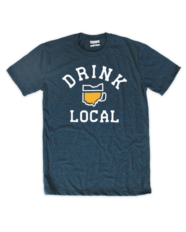 This navy crew features our Drink Local design with Ohio as a beer mug.
