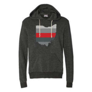 This hoodie features our best selling Ohio state stripe design.