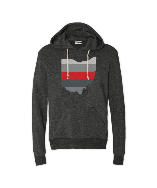 This hoodie features our best selling Ohio state stripe design.