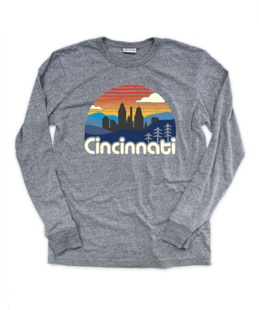 Colorful Cincinnati Skyline Long Sleeve Long Sleeve Shirt