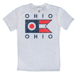 Ash t-shirt featuring our abstract Ohio design across the back of the shirt.