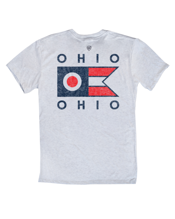 Ash t-shirt featuring our abstract Ohio design across the back of the shirt.
