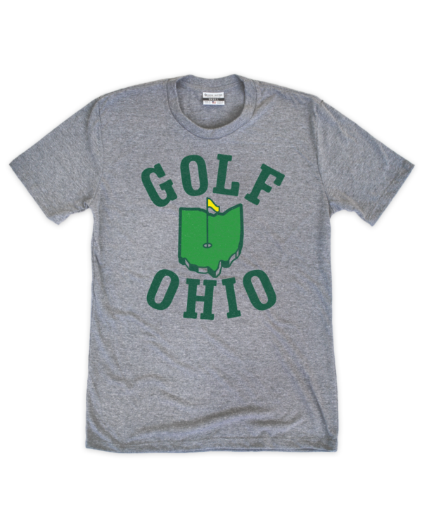 This gray crew features the state of Ohio with a golf flag in it, and the words "Golf Ohio" surrounding the state.