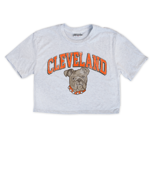 This crop top features one of our unique vintage cleveland dawg designs.