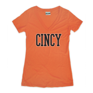 Cincy Tall Block Orange VNeck Women's T-Shirt